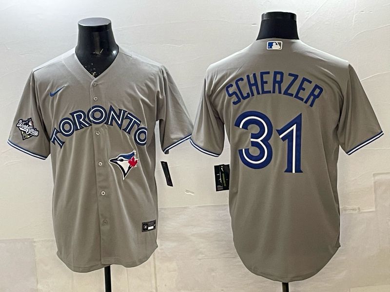 Men 2025 Nike Toronto Blue Jays #31 Scherzer Grey Game MLB Jersey 02->toronto blue jays->MLB Jersey